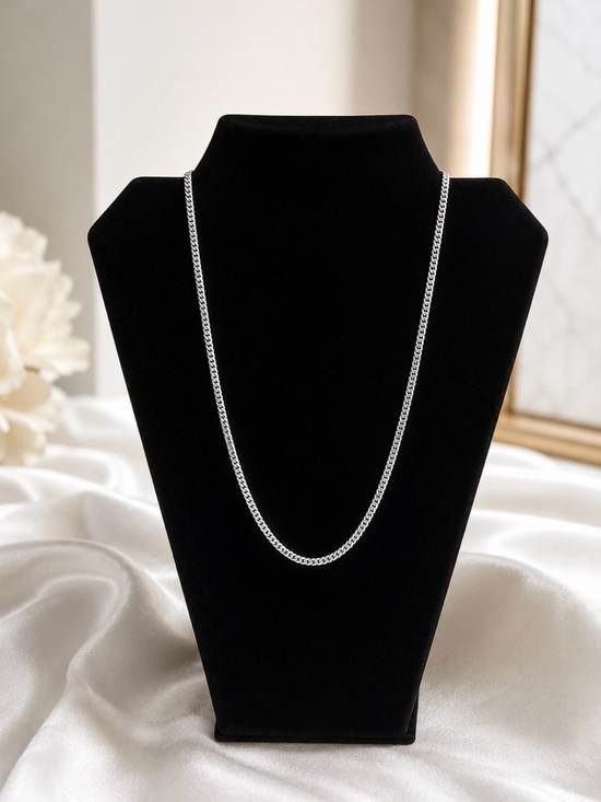 Jewelry - Silver Tone Curb Chain Necklace | Classic Unisex Chain